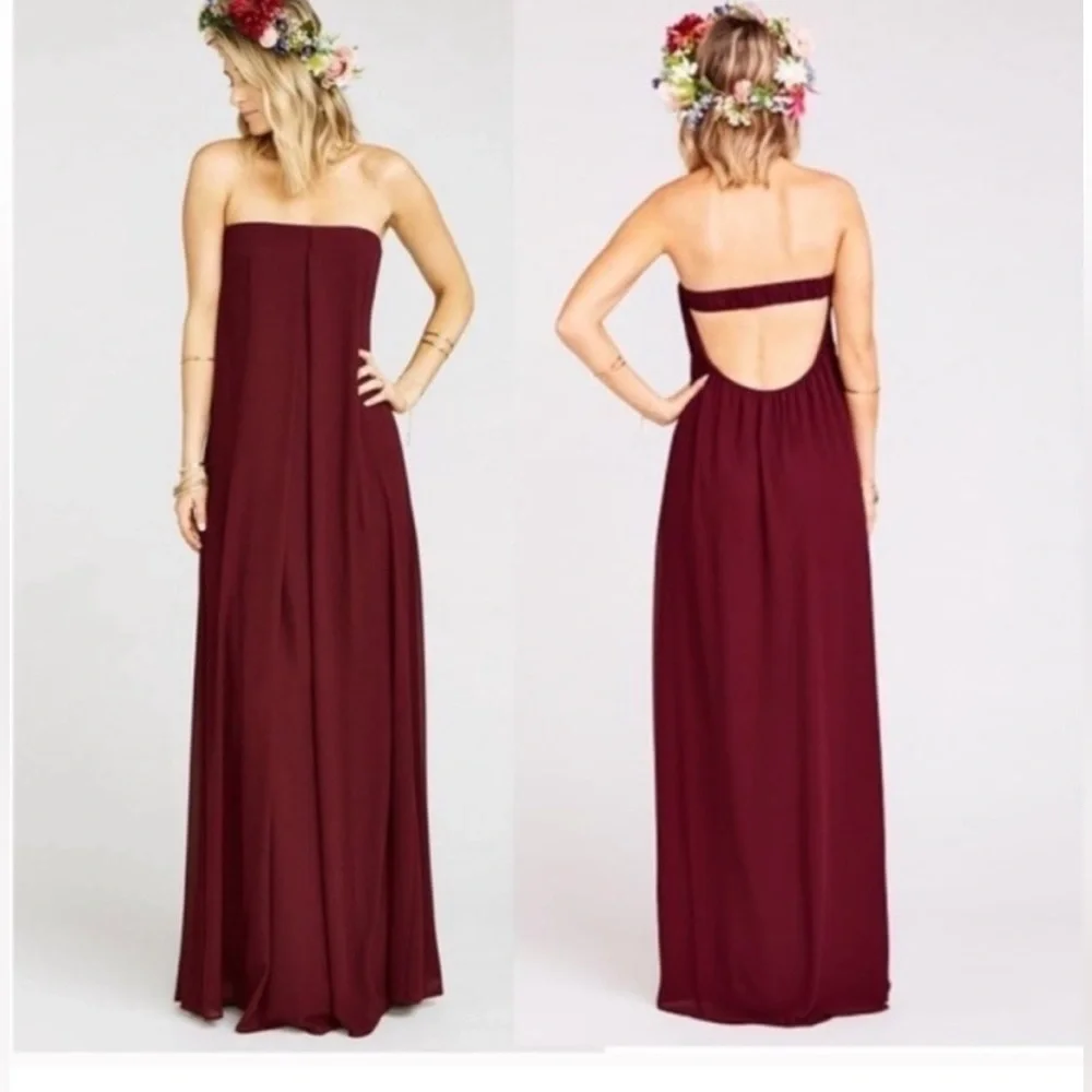 NWT Show Me Your Mumu “Sirene” Merlot Red Strapless Maxi Dress - Picture 1 of 9
